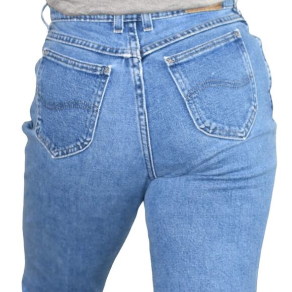Vintage Lee Jeans Blue Denim Tapered High Waist Faded Broken In Casual Size 28 - Picture 5 of 15